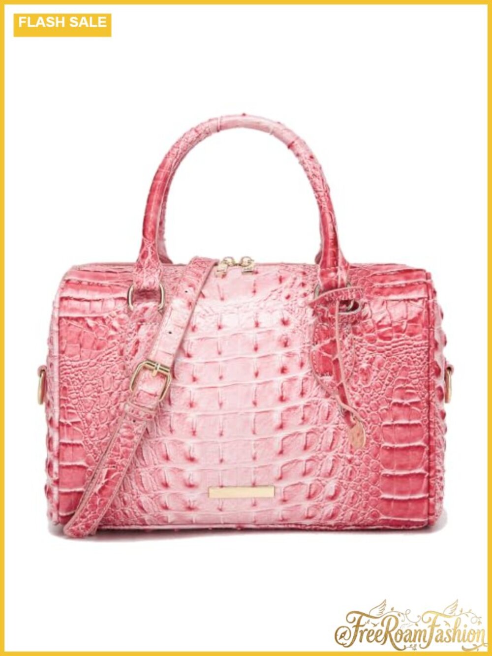 Vegan Leather Crocodile Embossed Satchel Top Handle Shoulder Tote Purse